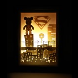 蝙蝠侠暴力熊 艺术剪纸灯箱 桌面摆件纸雕装饰台灯卧室创意小夜灯