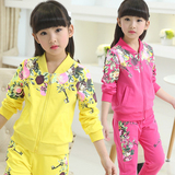 2016春季女童套装春秋装中大童两件套韩版碎花儿童长袖运动服潮