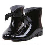 韩国杂志款果冻女鞋雨靴 系带蝴蝶结雨鞋 短筒胶鞋水鞋 防滑水靴
