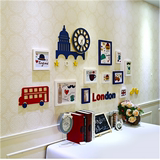 T1L实木钟表客厅创意照片墙贴欧式组合餐厅挂宝宝相片白色相框