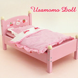MOMO粉色床公主床娃娃床幼儿园木制芭比床儿童过家家仿真玩具