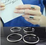 韩国代购S925纯银光面简约线条素面开口戒指指环明星同款配饰礼物