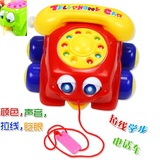 婴幼儿宝宝音乐发声拖车拉绳电话拨号转盘拉线车玩具特价12个月