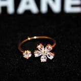 韩国韩版气质甜美时尚新款可爱雏菊花朵戒指百搭镶钻珍珠指环饰品