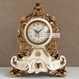奢华欧式创意台钟大号复古客厅座钟树脂摆件玻璃钟表艺术桌钟