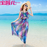 2016夏装新款泰国旅游必备波西米亚海边度假连衣裙吊带沙滩长裙子