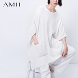 艾米Amii品牌女装旗舰店2016春装新款七分袖大码宽松斗篷针织毛衣