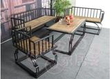 现代中式 铁艺实木沙发桌椅组合 茶几茶桌 家具整套 会议桌椅套件