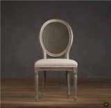美式餐椅复古做旧欧式酒店椅会所实木整装创意定制扶手展厅椅
