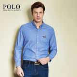美国皇家保罗专柜正品polo竖条纹纯棉长袖衬衫男士100%棉衬衣男