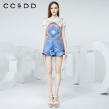 【有S码】CCDD2016夏装专柜正品新款女 印花通勤短袖 圆领上衣T恤