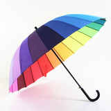 包邮户外超大24骨彩虹伞防紫外线长柄伞创意雨伞遮阳双人伞晴雨伞