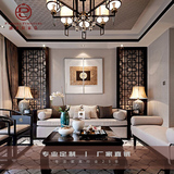 新中式沙发 样板房现代中式家具样板间布艺组合 别墅会所实木家具