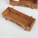 特价zakka日单杂货桌面收纳盒木质植物多肉盆栽长方形小木盒