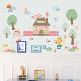 温馨客厅卧室装饰可爱动物房屋墙贴纸卡通儿童房间背景自粘墙贴画
