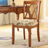 美式坐垫靠背椅 咖啡椅麻将椅酒店餐饮椅 实木餐椅单椅北欧书椅