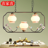 新中式吊灯 现代简约长方形餐厅灯创意三头客厅吧台吊灯饭厅灯具