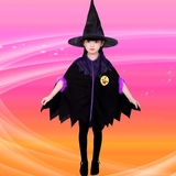 万圣节服装儿童小女巫披风斗篷 紫领cosplay派对服装女童表演套装