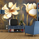 定制大型壁画壁纸客厅卧室沙发背景墙纸复古欧式油画花卉影视墙画