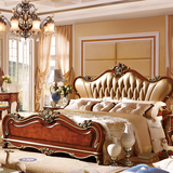 欧式家具 双人床 田园实木床 美式床 橡木床1.8米深色家具 法式床