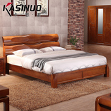 简约现代中式实木床1.5 1.8双人床 高箱储物单人床 卧室家具s2604