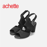 achette雅氏8GE1 春夏款纯色高跟凉鞋魔术贴通勤粗跟女鞋