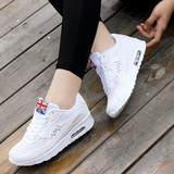 新款2016夏季透气小白鞋女系带韩版运动风网面气垫女鞋白色护士鞋