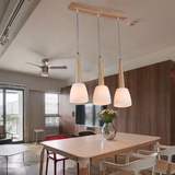 简约设计师的灯三头餐厅灯个性创意时尚吧台灯原木田园木质吊灯
