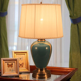 陶瓷台灯 卧室床头灯时尚简约中式台灯美式灯罩现代创意婚庆台灯