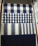 加厚深蓝色织格子沙发布料北欧宜家风格地中海条纹纯色批发特价