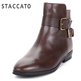 STACCATO/思加图冬专柜同款牛皮女靴平底短靴休闲单靴KH15DDD5