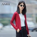 Amii2016秋装新款 艾米女装旗舰店修身开衫女士大码小外套针织衫