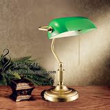 全铜台灯 欧式复古书房阅读台灯 美式绿色灯罩蒋介石民国银行灯具