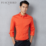 太平鸟男装衬衫长袖 时尚橘色修身小领衬衣新品 B1CA51520