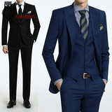 韩国代购男装新品韩版修身商务休闲纯色时尚西服套装简约气质西装