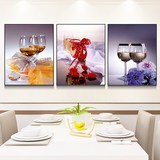 餐厅冰晶玻璃装饰画现代简约水晶挂画三联框画水果单幅壁画