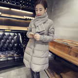 送围巾2015冬季新款韩版中长款棉衣冬装外套棉袄女潮修身棉服学生