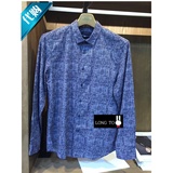 韩国代购ZIOZIA 16春新款   藏青色纯棉时尚长袖衬衫