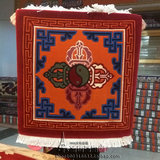 藏式纯羊毛精品地毯 家居用品 沙发垫 拜垫 金刚十字杵图案 桔色