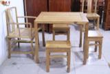 榆木免漆一桌四椅正方形桌子小方凳餐厅成套家具茶桌椅组合全实木