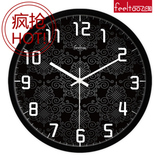 飞淘时尚创意静音客厅挂钟 古典中式数字钟表 个性金属电子时钟