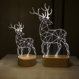 小宇宙工厂|麋鹿实木3d灯 小鹿装饰小夜灯 生日礼物 圣诞礼物礼品