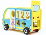 幼儿儿童数字形状配对巴士小汽车多功能益智早教玩具拼图拼装模型