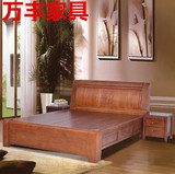 新款厚重款橡木床实木床1.8米双人床大床特价包邮高箱储物硬板床