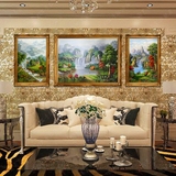 油画纯手绘客厅欧式现代画沙发餐厅玄关装饰三拼玄关组合套画SH86