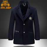 AFS JEEP秋冬装中长款羊毛呢大衣男韩版修身英伦呢子大衣外套商务