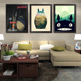 龙猫装饰画卧室简约有框画动漫挂画卡通电影海报墙画清新壁画组合
