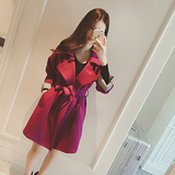 2015新款女装韩版时尚修身气质中长款收腰显瘦长袖风衣毛呢外套潮