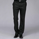 Gjia剪标夏季男士时尚绅士黑白条条纹直筒宽松长裤