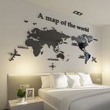 墙包邮世界地图亚克力水晶立体墙贴装饰画客厅沙发3D电视影视背景